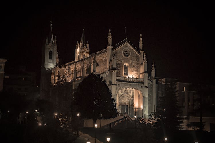 Ancient Gothic Cathedral At Night