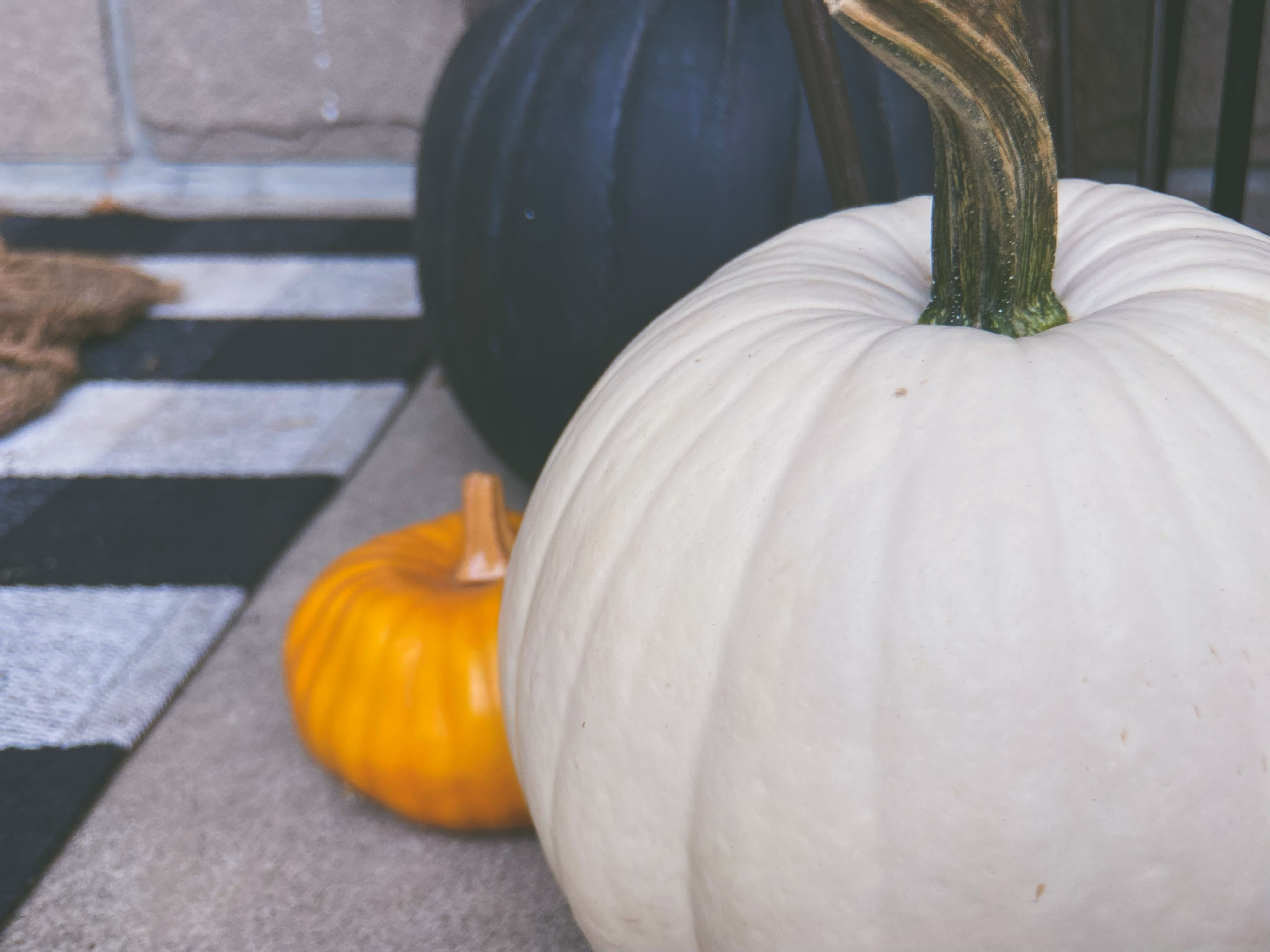 Minimalistische zwart-wit kaarsenhouder met herfstmotief.