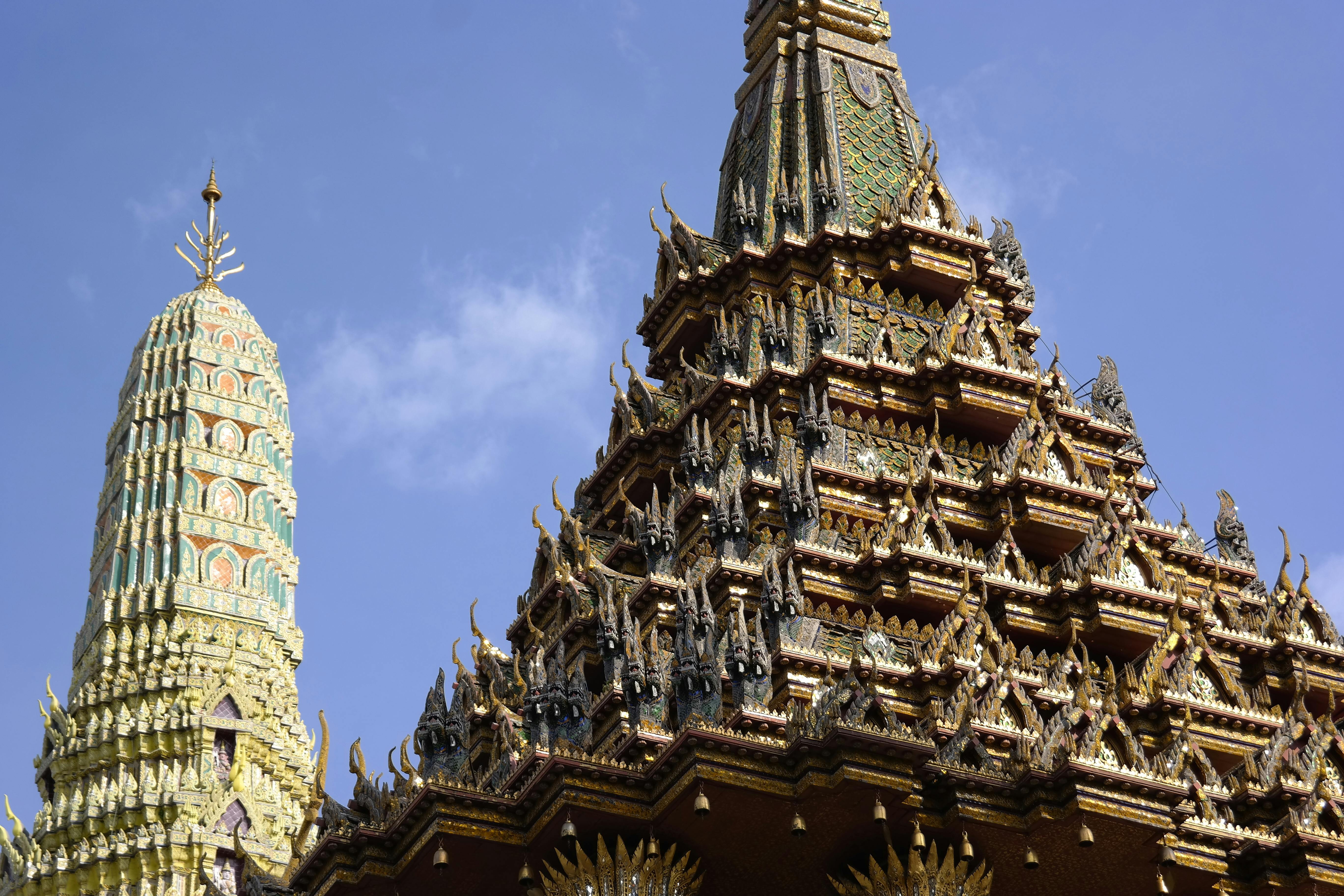 low angle shot of the wat pho in thailand