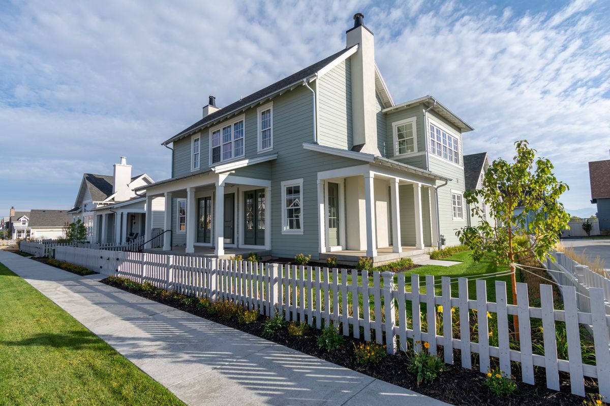 Row of suburban houses in a neighborhood