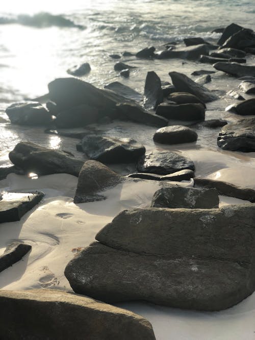 Free stock photo of beach, beach stones, sunset