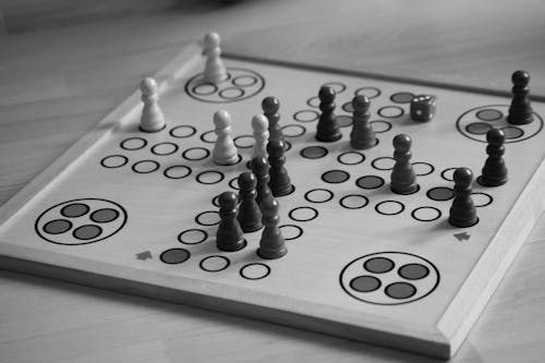 Free Grayscale Photo of Chess Pieces on Board Stock Photo
