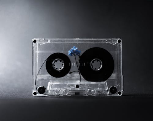 Free Retro cassette tape with small flower Stock Photo