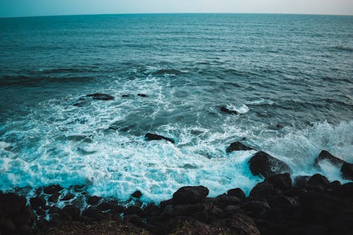 Sea Waves Crashing on Rocks