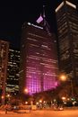 Illuminated One Prudential Plaza in Chicago, USA