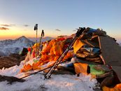 Remains of Himalayan Camp in Snow