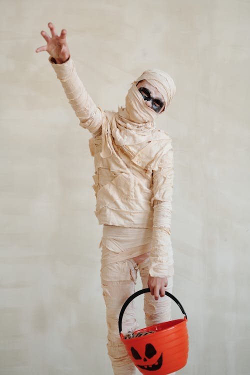 Free Kid in a Mummy Costume Stock Photo