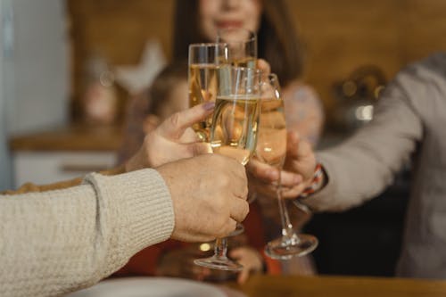 Close-Up Shot of Champagne Glasses