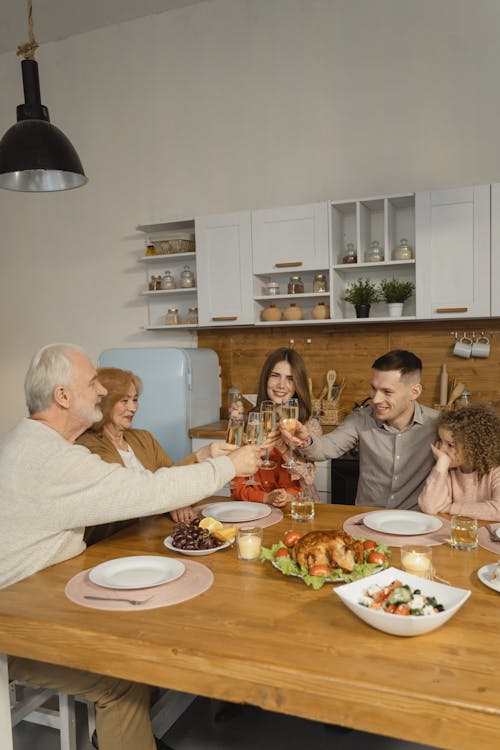 A Family Sitting at the Table