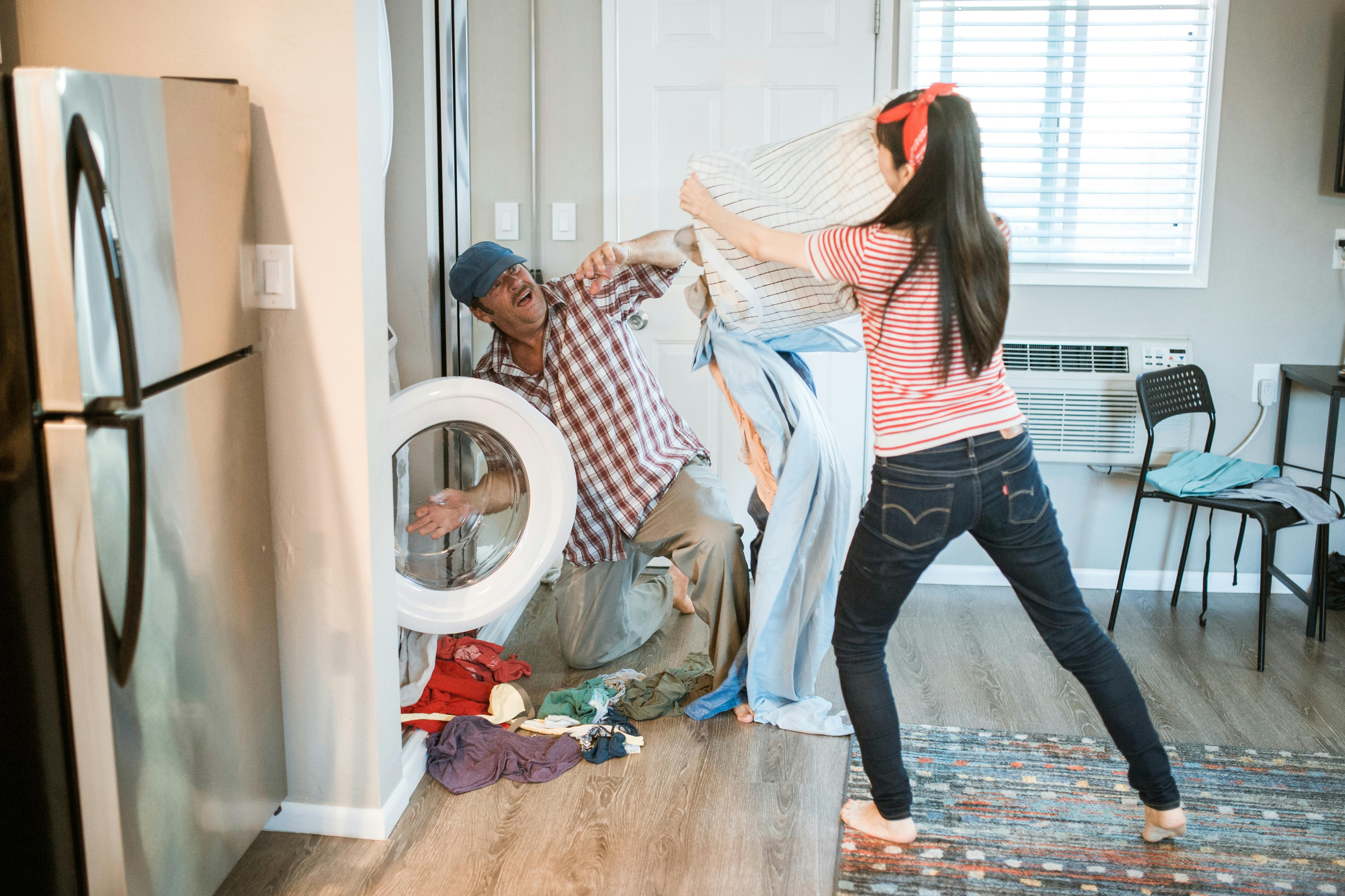 couple doing laundry