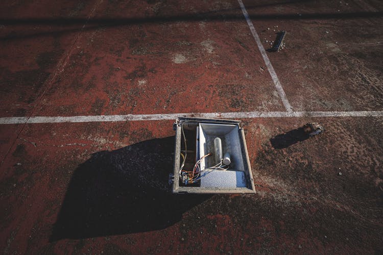 Outdoor Lamp On Weathered Sports Ground