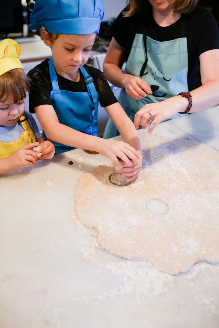 Children Baking With Their Mom