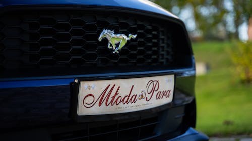 A Close-Up Shot of a Ford Mustang as a Wedding Car
