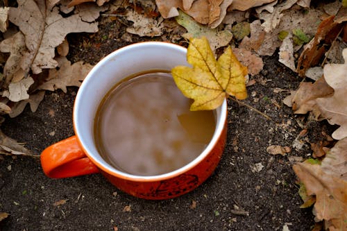 Orange Ceramic Mug With Coffee