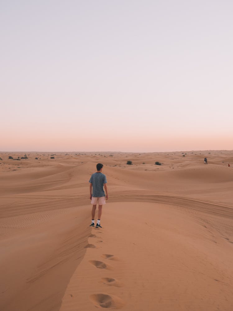 Man Standing In The Middle Of Desert