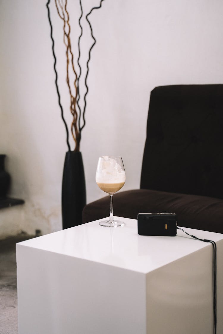 Clear Wine Glass On White Pedestal