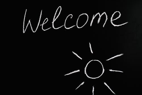 Welcome Lettering Text on Black Background