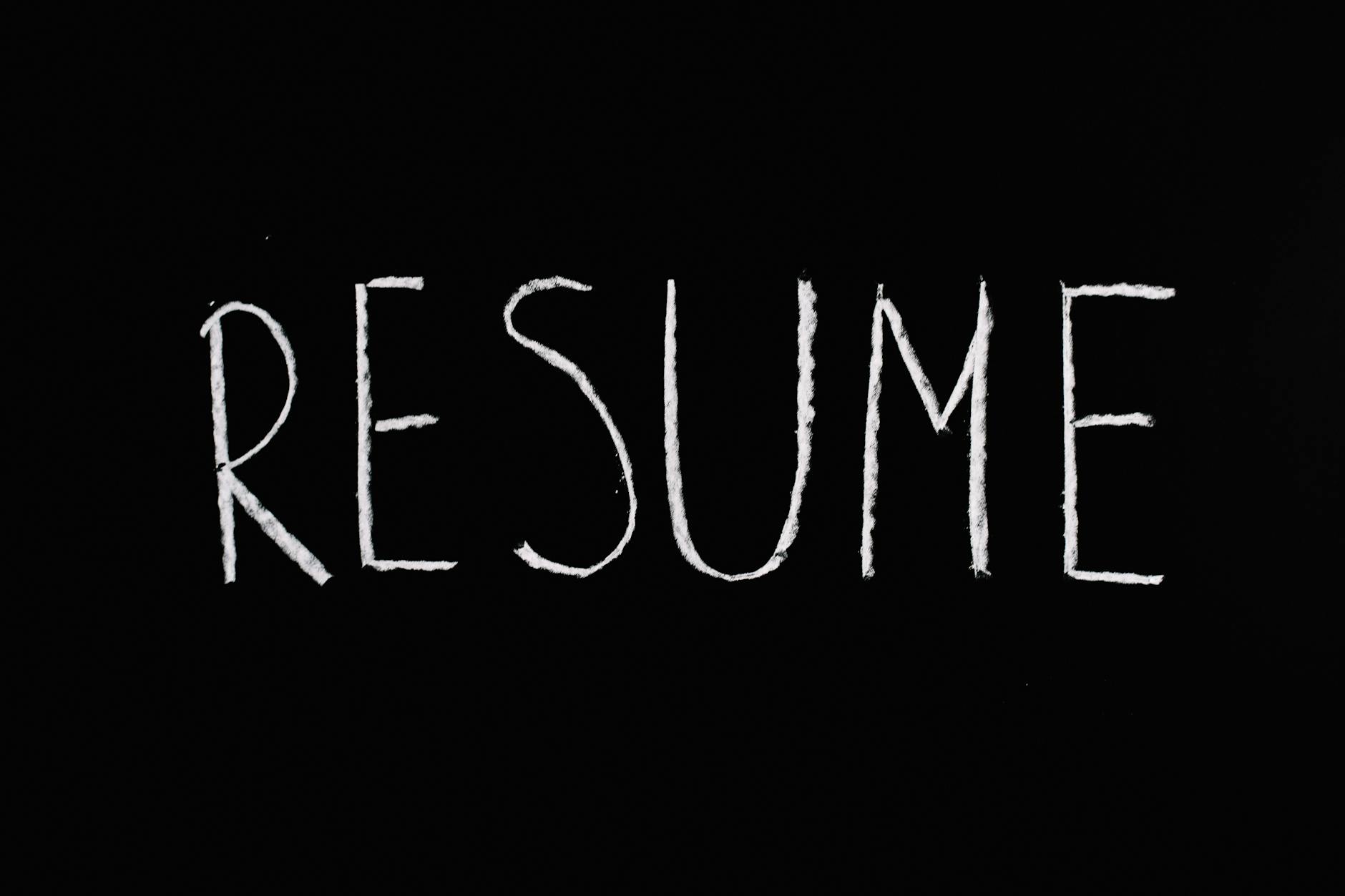 ATS friendly resume concept: chalkboard with the word Resume, signaling formatting choices that parse