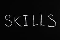 Skills Text on Black Background