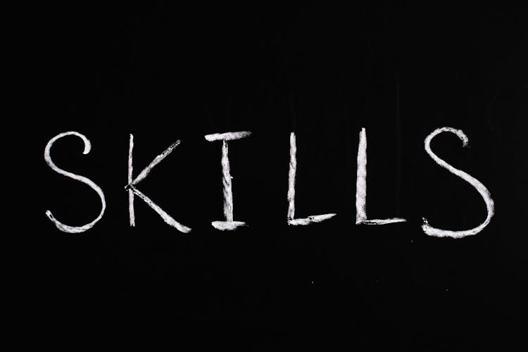 Skills Text On Black Background