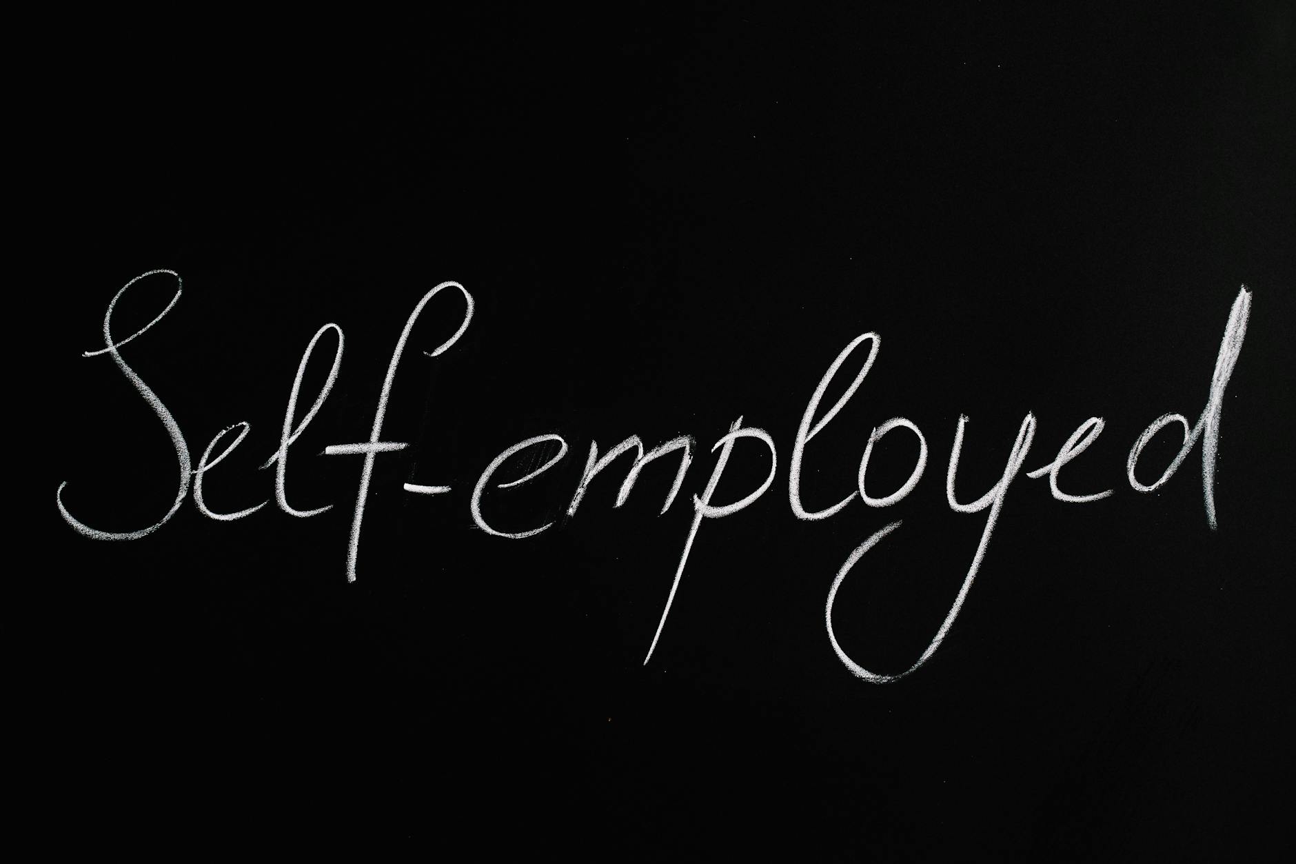 Self-Employed Lettering Text on Black Background