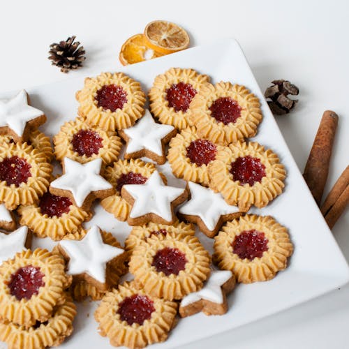 Free Cookies With Jam on White Ceramic Plate Stock Photo