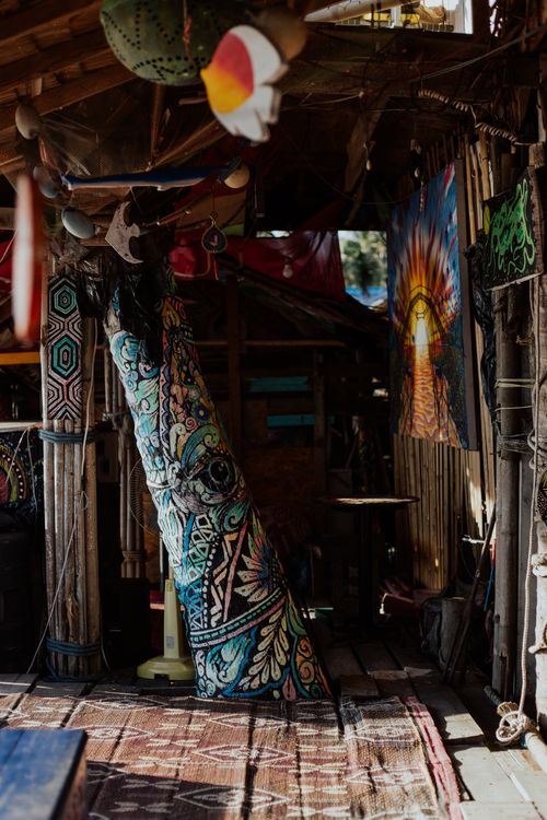 Free Explore a vibrant beach hut filled with colorful artistic decorations and patterns. Stock Photo
