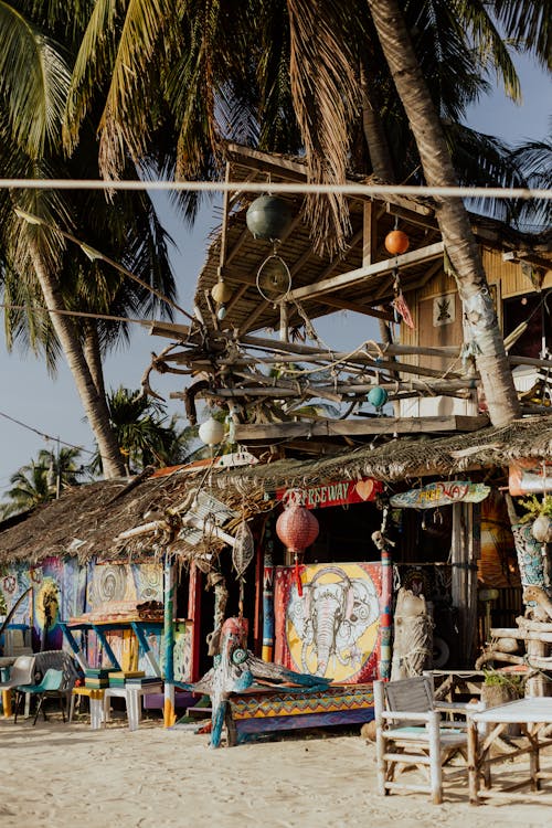 Decorated Building on Beach