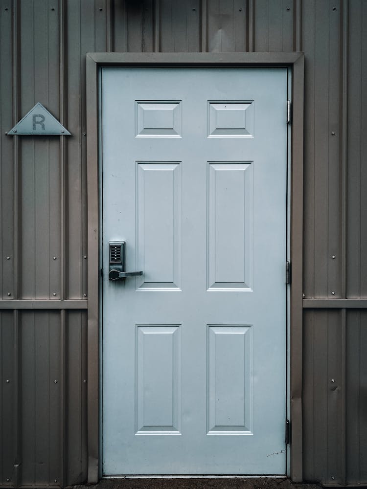 White Door With Modern Lock