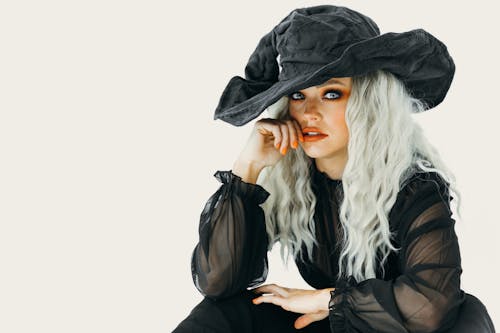 Free Beautiful Woman in Black Witch Costume Stock Photo