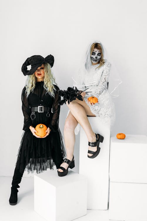 Free Two Women Wearing Halloween Costumes Stock Photo