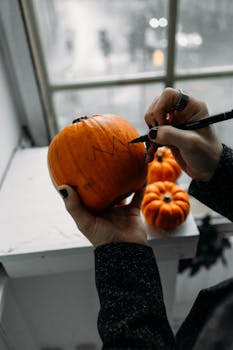 万圣节室内手绘南瓜设计，完美的怪异装饰理念