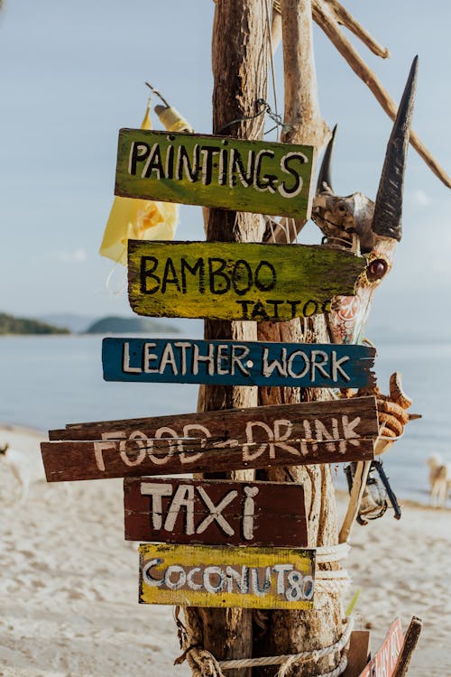 Close-up Photo of Wooden Singnages 