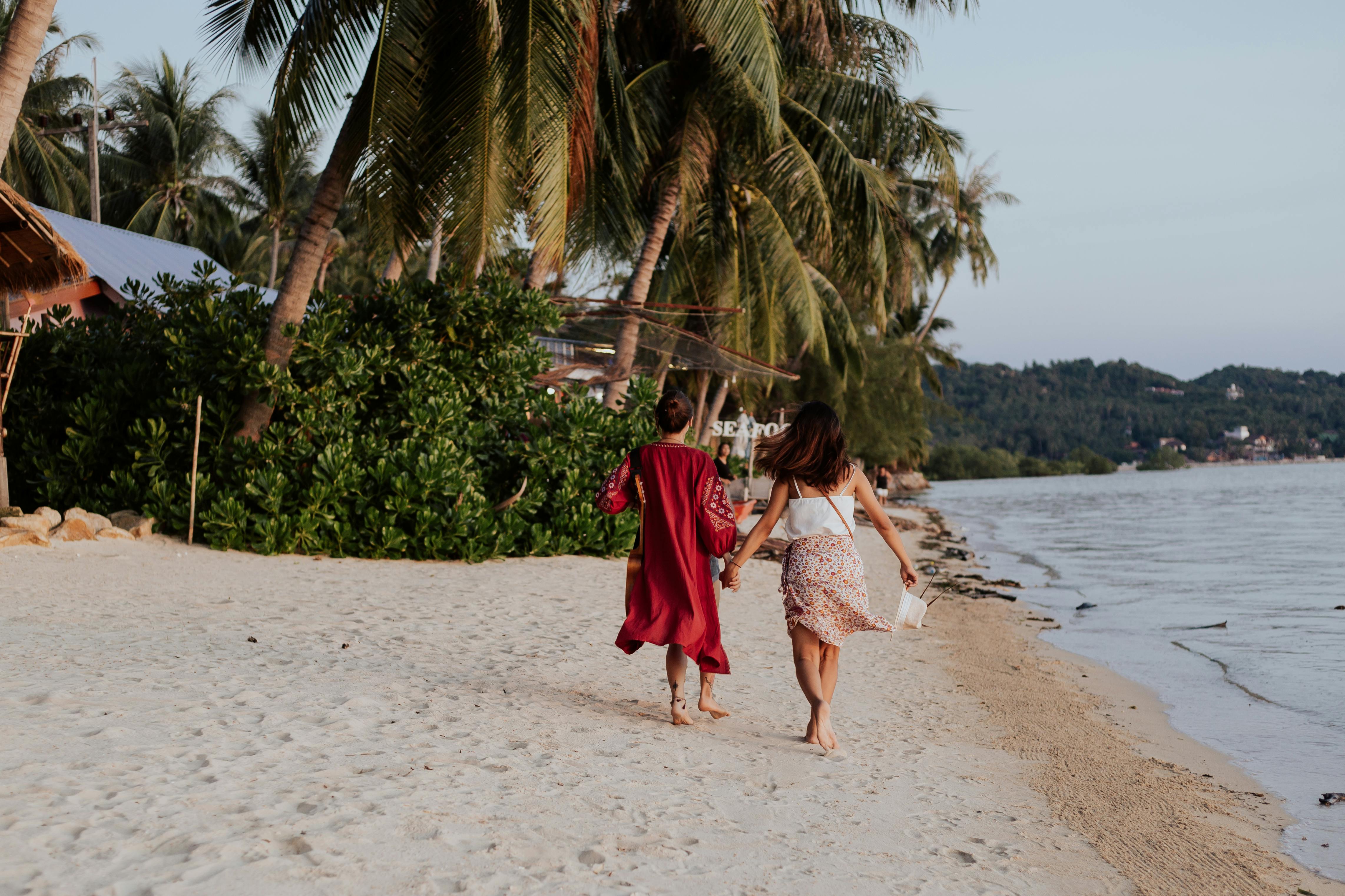 women running on shore