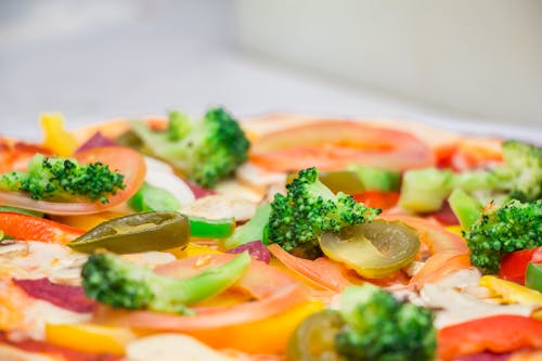 Free Baked Pizza Asparagus Toppings Stock Photo