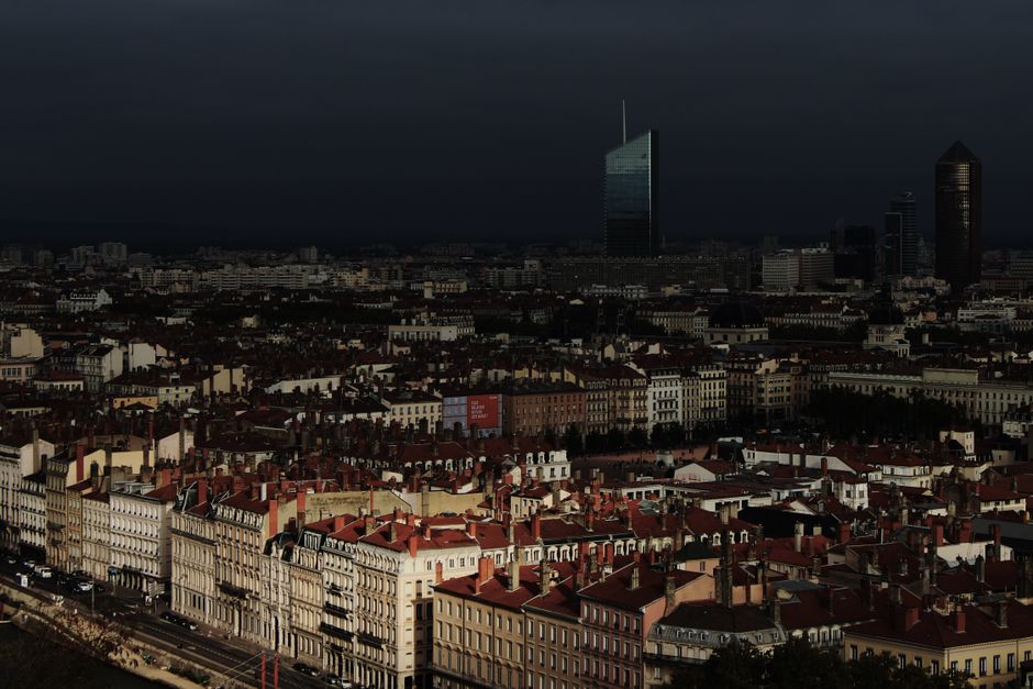 lyon cityscape aerial view modern architecture