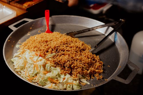 Free Thai Noodles on a Frying Pan  Stock Photo