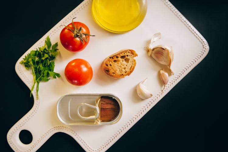 Bruschetta Ingredients On A Tray