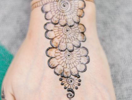Floral henna design on the back of a hand
