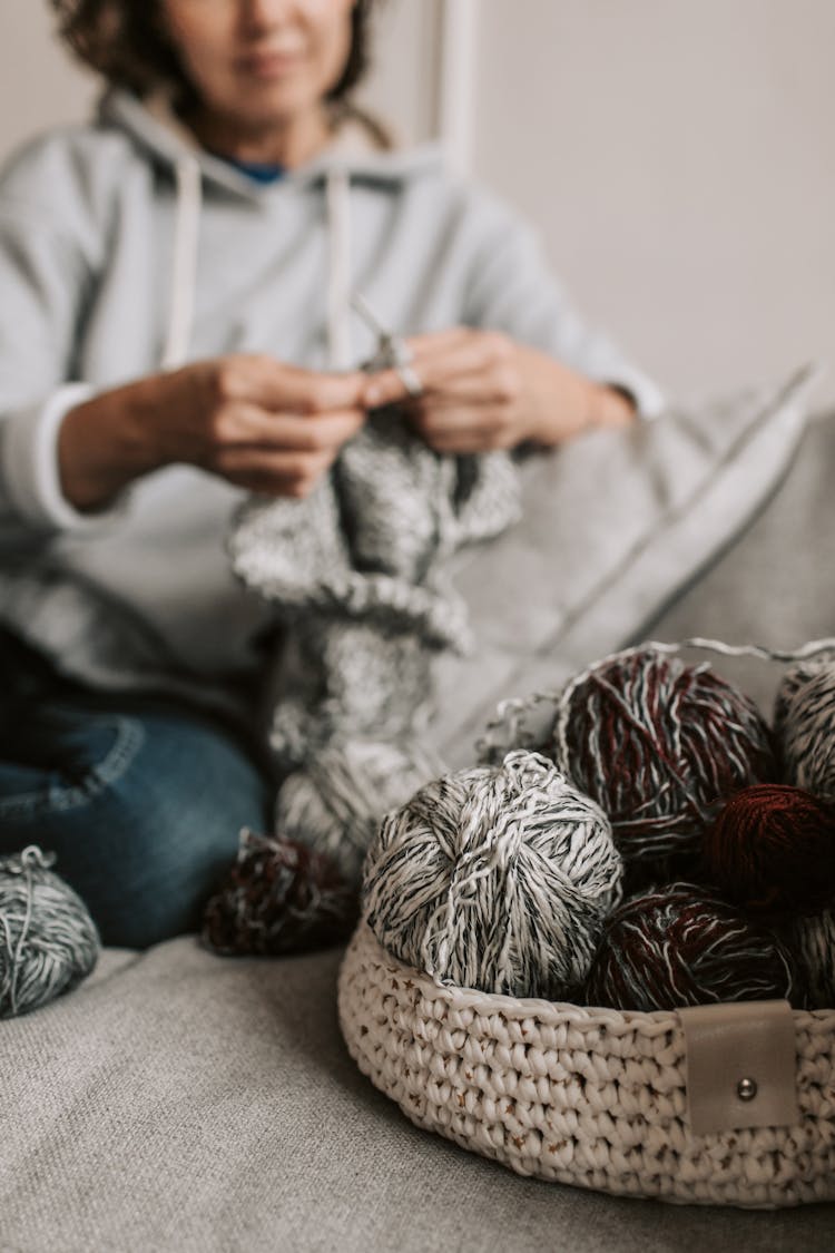 Yarn Rolls In A Basket