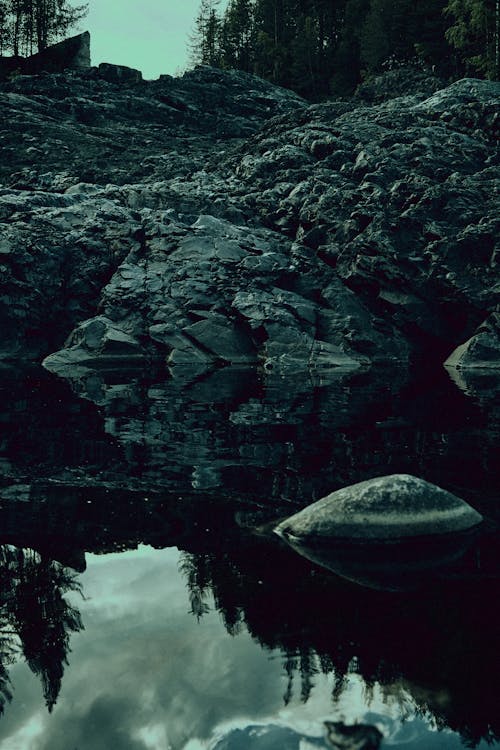 Бесплатное стоковое фото с вид на озеро, каменная стена, красивая природа