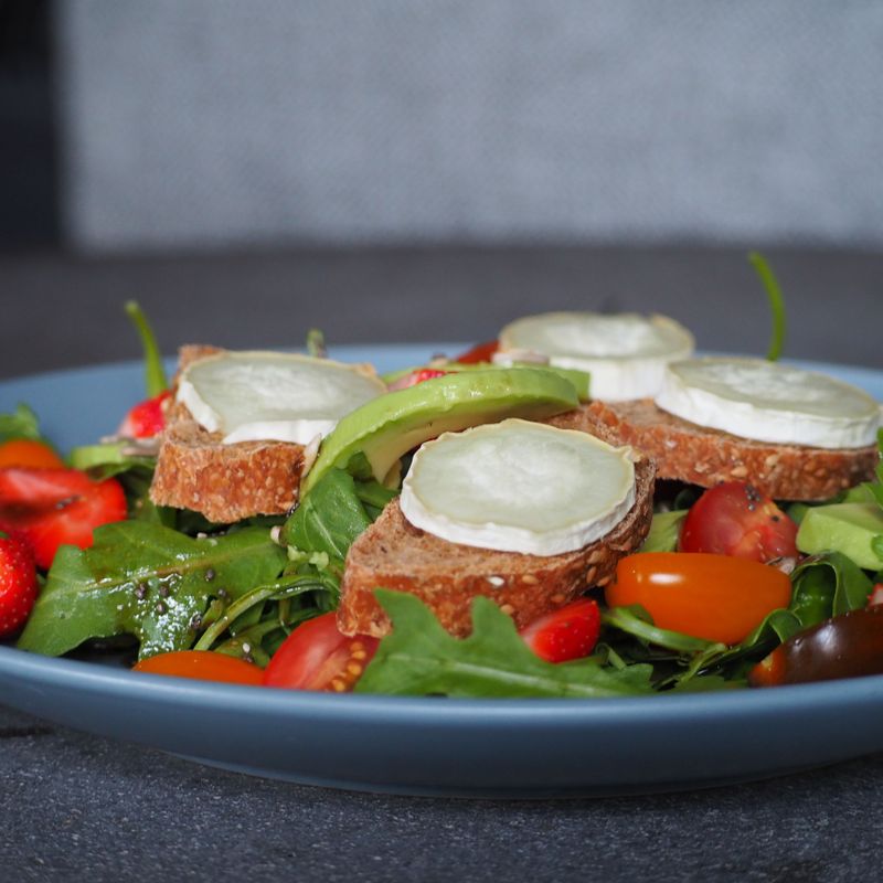 French Warm Goat Cheese Salad with Toasted Bread and Greens