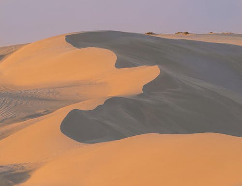 Dry sandy dunes of hor desert in daytime