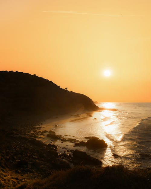 Ocean Shore at Sunset