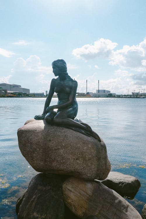 Little Mermaid statue by waterside