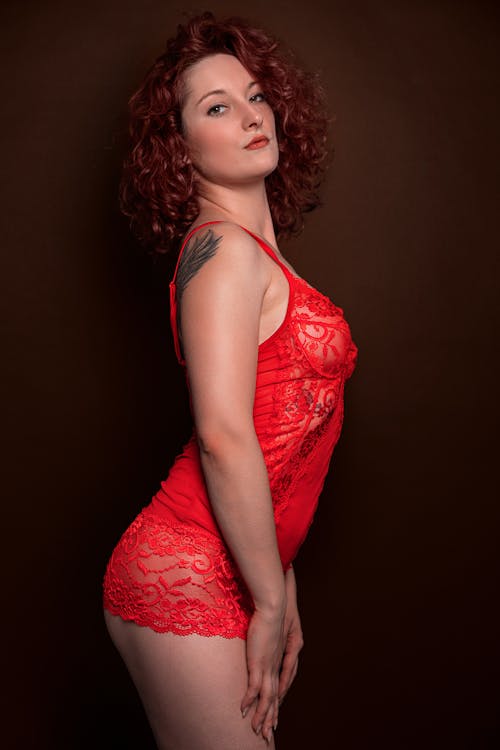 A Woman in Red Lingerie