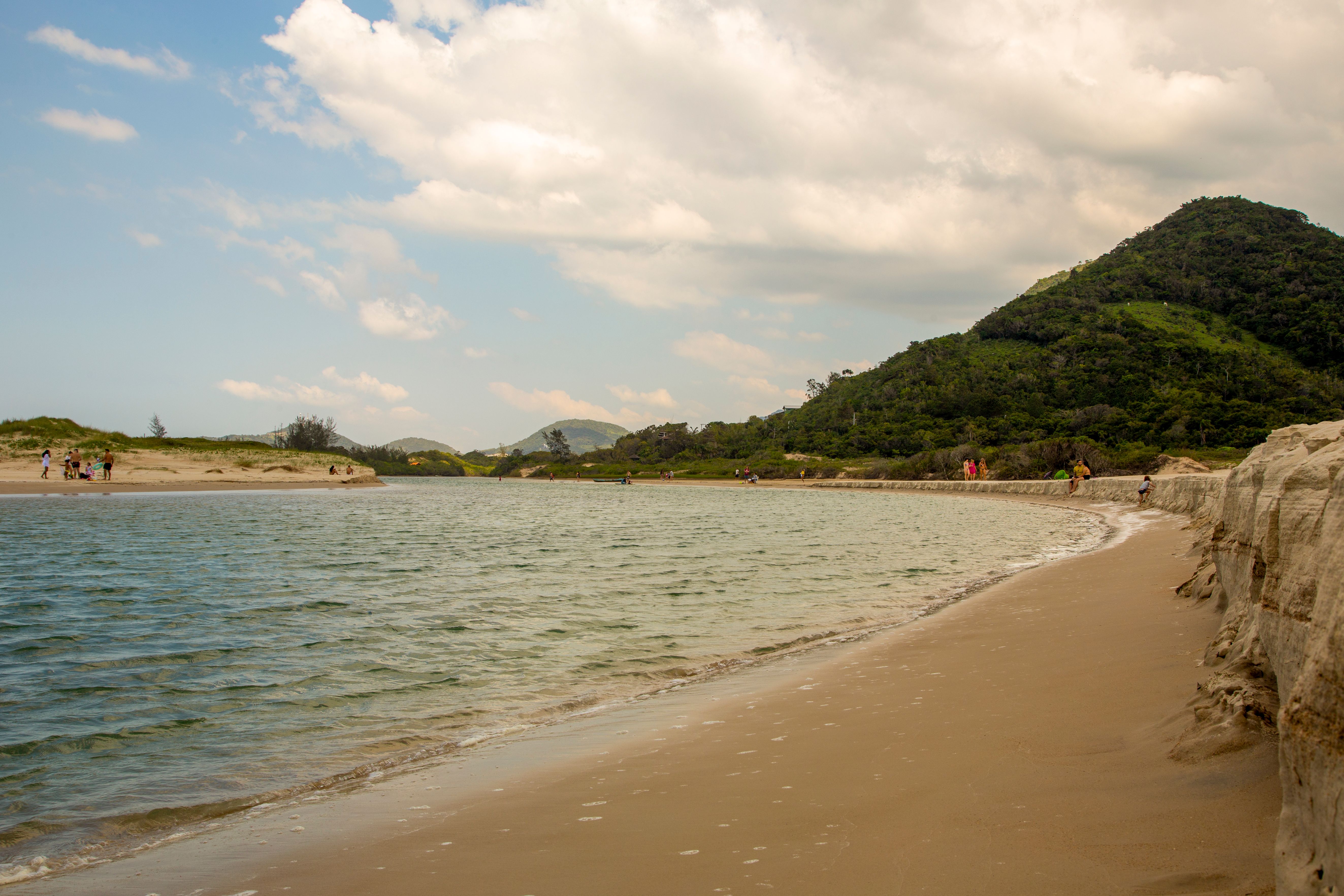 Wheelchair-accessible beach ramp on a Santa Catarina beach in summer