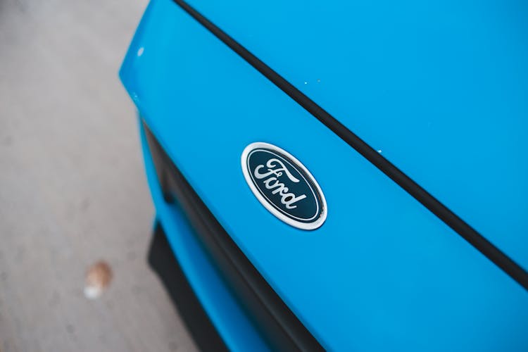 Nameplate Of Modern Blue Car