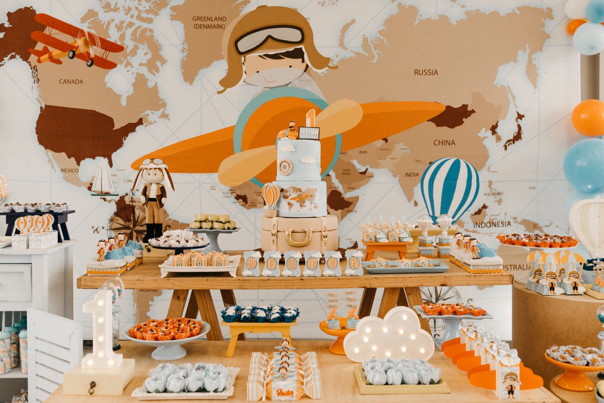 Decorated cupcakes and desserts on display