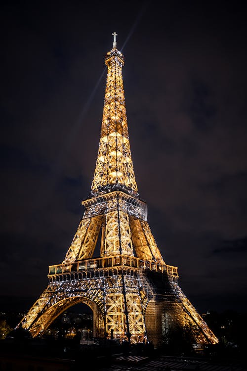 Free Eiffel Tower With Lights during Night Time Stock Photo